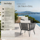 tectake® Lot de 2 Fauteuil Salon Fauteuil Exterieur Chaise de Jardin en Résine tréssée pour Salon de Jardin Exterieur, Coussins Inclus, Amenagement Balcon Terrasse