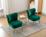 chairus Chaise de Salon en Velours Fauteuil de Chambre Comfortable Chaise Rembourrée Canapé 1 Place (Vert- 1 Piece)