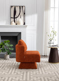 HOFURNI Fauteuil tonneau pivotant moderne du milieu du siècle pivotant à 360°, en velours confortable, parfait pour le salon, la chambre, le bureau et le coin lecture (orange)