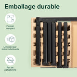 Zinus Figari Sommier en métal avec tête de lit en Bambou | 160 x 200 cm | 31 cm de Hauteur | Tête de lit à Lattes | Support de Lattes en Acier | Facile à Monter | Noir & Marron