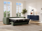 Vente-unique - Canapé 3 Places Convertible Express en Tissu texturé Vert Kaki - Matelas 16 cm mémoire de Forme POGNIA