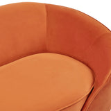 Canapé en Velours Courbé Glamour Orange à 3 Places Pieds Dorés Brillants Savar