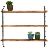 MyGift Étagère Flottante réglable en métal et Bois torché 23 Pouces