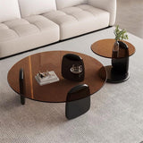 JJPSQHRV Petite Table Basse Table d'appoint Ronde Table Centrale en Bois Massif Ensemble de 2 canapé Moderne Bureau Table à thé Table d'appoint for Salon Chambre Bureau à Domicile(Brown,80cm)