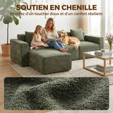 HOMCOM Canapé 3 Places, Canapé d'Angle Modulable en Chenille 251 cm