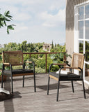 Zstar Chaise de Jardin, rotin tressé, Lot de 2, Coussins Inclus, Cadre métal, résistante aux intempéries, terrasse, Balcon, Piscine, Blanc, Confortable, mobilier extérieur, Noir