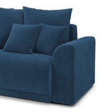 BAÏTA Canapé Droit Convertible Nova 3 Places en Velours côtelé Bleu Cobalt