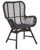 Chaise Fauteuil en Rotin Noir Confortable et très Décorative pour Chambre ou Salon au Style Boho et Rustique Beliani