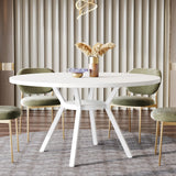 Table de Salle à Manger Ronde avec Plateau Effet MDF,120 * 120 * 75cm, avec Quatre Pieds en Métal, Blanche,Rétro Scandinave Parfaite (Blanche)