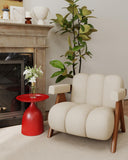 Ginhow Lot de 2 Tables d'Appoint Rondes en Métal, Petite Table Basse Ronde de Salon pour la Décoration Intérieure, Petite Tables en Métal Rouge (40 x H 60 cm + 40 x H 42cm)