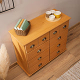 IDIMEX Commode Chambre Colmar L 92 cm 8 tiroirs en Bois Massif Brun chiffonnier apothicaire Rangement avec poignées en métal