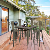 COSTWAY Lot 4 Tabourets de Bar Empilable en Métal avec Dossier Amovible, Hauteur d'Assise 76,5 CM, Pieds en Caoutchouc Antidérapants, Chaise de Bar Tolix pour Bistrot, îlot Central, Comptoir