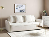 Beliani Canapé Convertible Couchage Moderne avec Rangement Coussins Dossier Housses Amovibles en Tissu Blanc Cassé Krama