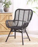 Chaise Fauteuil en Rotin Noir Confortable et très Décorative pour Chambre ou Salon au Style Boho et Rustique Beliani