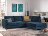 Lisa Design - Canapé d'angle Convertible - Angle Droit - Jake en Velours Côtelé - Canapé Lit - Sofa Bleu Ardoise 5 Places - Salon