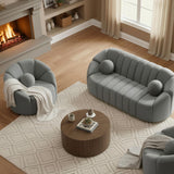 Menzzo Canapé 3 Places SIDONIE Velours Gris – Design Moderne 201 cm – Canapé Droit Confortable avec Coussin Décoratif – Salon Élégant Style Contemporain