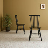 Alice's Home - Lot de 2 chaises Noires à barreaux en Bois d'hévéa. Romie. L 50.8 x P 44.2 x H 90cm