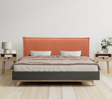 DHOME Tête de lit en Lin Naturel uni avec Bordures Tête de lit rembourrée Chambre à Coucher Moderne Top Trending (Orange, 160x105cm avec Pieds (Lits 150/160))