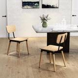 HOMCOM Lot de 2 chaises de Salle à Manger chaises de Cuisine Modernes avec Pieds en Acier et Dossier incurvé pour Salle à Manger, Chambre, Salon, Effet Bois Naturel