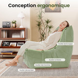 Canapé Lounge pour Petits espaces, canapé Paresseux de Sol avec Mousse à mémoire de Forme, canapé Nuage en suédine, Petit canapé pour Chambre et Salon, Vert