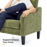 VINGLI Chaise d'appoint vert olive pour salon, chambre à coucher – Fauteuil moderne du milieu du siècle, siège rembourré confortable pour appartement, salle d'attente