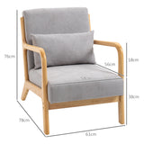 HOMCOM Fauteuil Lounge - 3 Coussins Inclus - Assise Profonde - accoudoirs - Structure Bois hévéa - Aspect Velours Gris