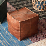Baoblaze Housse de Pouf Marocain Non Rembourrée - Couverture de Pouf en Cuir PU Imperméable, pour Rangement et Déco Salon, Style Bohème, Siège de Sol et Repose-Pieds pour Chambre