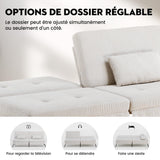 COMHOMA Canapé-lit avec Fonction de Couchage - Housse futon Convertible - Canapé d'angle - Canapé d'invité 3 Places - avec Dossier réglable en Velours côtelé Beige