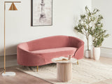 Canapé en Velours Courbé Glamour Rose Pastel à 3 Places Pieds Dorés Brillants Savar