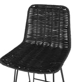 Beliani Lot de 2 Chaises de Bar au Style Moderne en Rotin Noir et Pieds en Métal pour Tout Type de Salon Traditionnel et Exotique