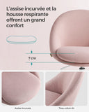 SONGMICS Chaise de Bureau, Fauteuil Pivotant en Tissu Coton-Lin, Siège Confort, Rembourrage en Mousse, Réglable en Hauteur, pour Bureau, Chambre, Rose Bonbon OBG020P01