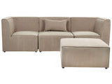 Canapé Modulable 3 Places et Pouf Ottoman en Velours Côtelé Taupe Lemvig