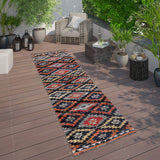 Paco Home Tapis Intérieur Et Extérieur Zigzag Rouge Orange Noir, Dimension:240x340 cm