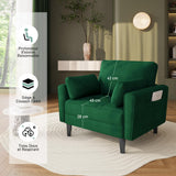 Yaheetech Fauteuil de Salon Moderne avec Accoudoir et Poches Chaise Relax avec Coussins Cadre en Bois Fauteuil Chambre en Tissu pour Salon Vert