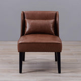 Teamson Home Fauteuil Chaise de Repos Lecture Relaxation Moderne en Faux Cuir Brun avec Coussins Versanora Marc VNF-00087-EU