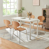 [en.casa] Lot de 4 chaises de Salle à Manger Empilables avec Siège Confortable Construction Robuste Capacité 150 kg Salon Bureau Coque Contreplaqué de Bouleau Métal 80 x 47 x 48 cm Effet Noyer Chrome