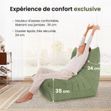 Canapé Lounge pour Petits espaces, canapé Paresseux de Sol avec Mousse à mémoire de Forme, canapé Nuage en suédine, Petit canapé pour Chambre et Salon, Vert