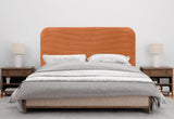 DHOME Tête de Lit Rembourrée Lisse et Courbée 70cm en Velours Côtelé Premium pour Mur Acoustiques Absorbantes Tête de Lit pour Chambre (Orange, 140cm)
