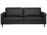Canapé Fixe 3 Places en Cuir Fendu Noir Confort Optimal pour Salon au Design Moderne Beliani
