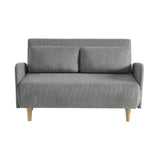sweeek - Canapé Convertible 2 Places scandinave Velours côtelé Gris Clair - Panam - Pieds Bois. Banquette. Dossier inclinable
