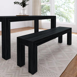 Plank+Beam Banc de salle à manger de 152,4 cm pour salle à manger, banc pour table de cuisine et salle à manger, banc d'extérieur en bois massif, banc d'entrée en bois massif, brosse métallique noire