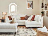Lisa Design - Rune - canapé d'angle Droit - 4 Places - avec Pouf d'appoint - en Tissu Bouclette - Blanc