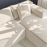 DEZAGCE Canapé d’Angle modulable en Tissu Beige, Grand canapé 4–5 Places avec méridienne, Coussins Inclus, Design Moderne et Confortable, 269 × 175 cm
