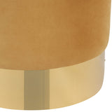 Beliani Pouf de Forme Cylindrique fabriqué en Velours Jaune avec Base Métallique Doré pour Salon ou Chambre Glamour et Moderne
