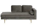 Chaise Longue Méridienne Côté Droit en Velours Beige pour Salon Glamour Beliani