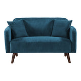 [en.casa] Canapé 2 Places Confortable avec 2 Coussins Sofa Rembourré avec Accoudoir Excellente Stabilité Capacité de Charge 320 kg Salon Chambre à Coucher Velours Côtelé 132 x 70 x 80 cm Bleu