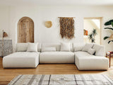 Lisa Design - Onyx - canapé modulable panoramique d'angle Droit 7 Places - en Tissu - Beige