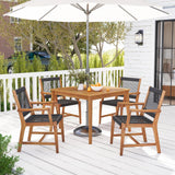 GOPLUS Lot de 2 Chaises Jardins Bois d'Acacia, Tissées en Corde, 2 Pcs Fauteuils d’Extérieur pour Terrasse, Jardin, Arrière-Cour, Charge 160KG,64 x 57 x 90 cm