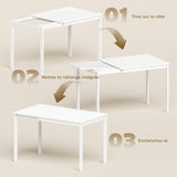 HOMCOM Table à Manger Extensible Rectangle pour 4 à 6 Personnes, Table de Cuisine 80-120 cm, Extension coulissante Facile, Pieds en Acier, pour Petits espaces, Salle à Manger, Salon, Blanc