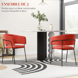 HOMCOM Lot de 2 chaises de Salle à Manger Chaise de Cuisine Pieds en Acier, Assise rembourrée, pour Salle à Manger, Salon, Cuisine, dim. 57L x 53l x 73H cm Orange